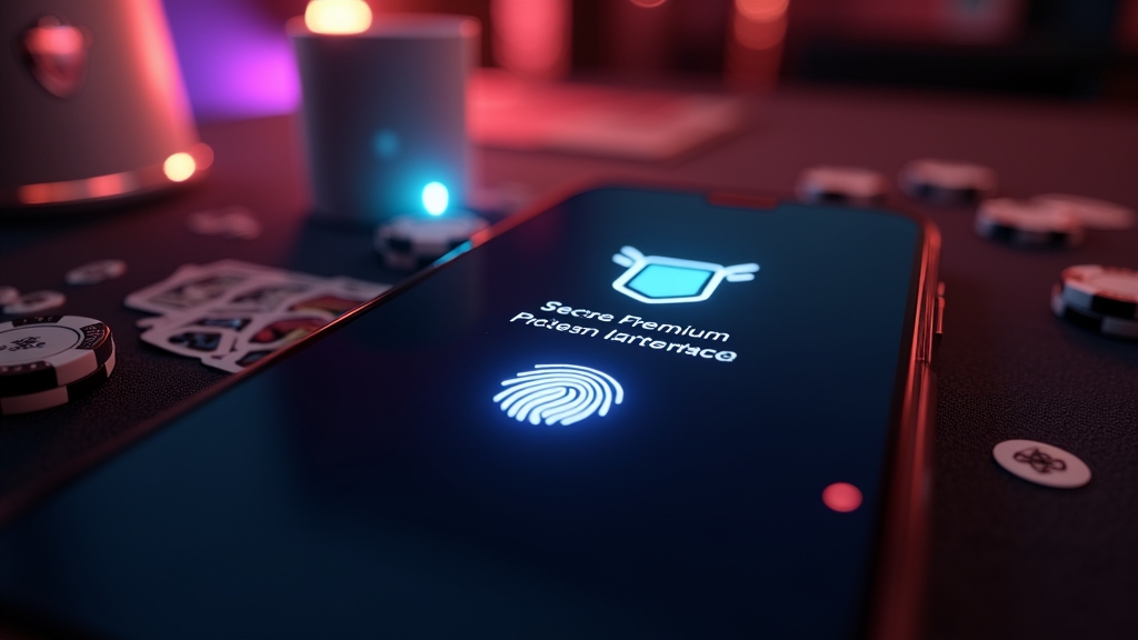 Secure mobile login screen with biometric approval in a casino setting