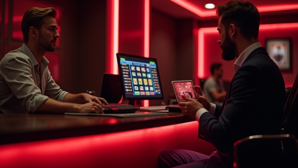 New player reviewing a no deposit bonus offer beside a slot machine