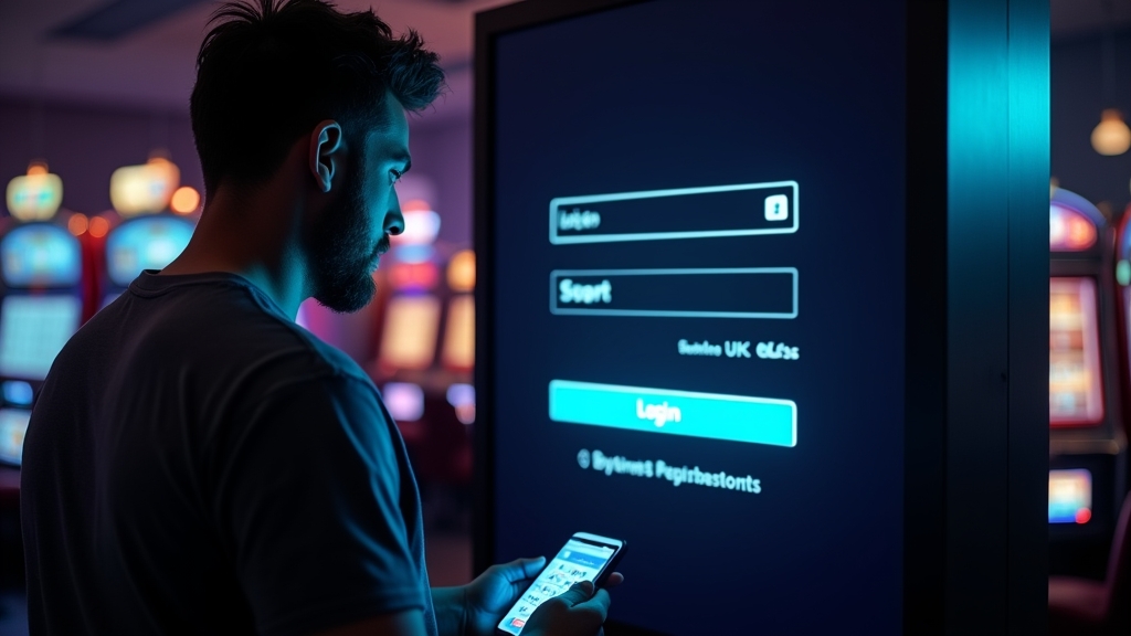 British player using a casino login page on a dark gaming screen